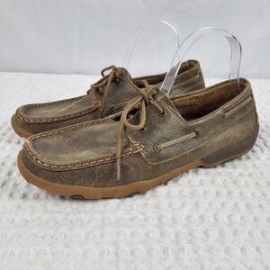 Twisted X Driving Moccasins Boat Shoes Women's 11 Brown Loafers Western New